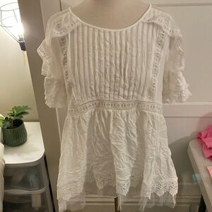 Pol white lace women’s blouse top peplum